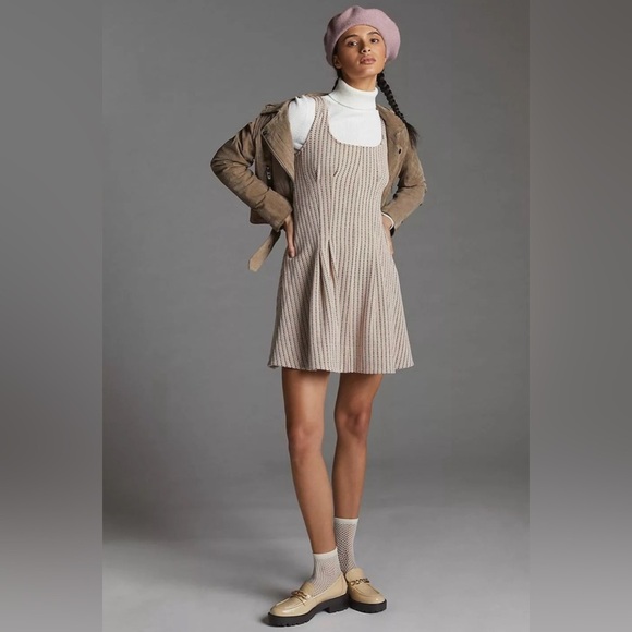 Maeve Anthropologie Jacquard Mini ALine Skater Dress Pink Sleeveless Small S New - Picture 2 of 12